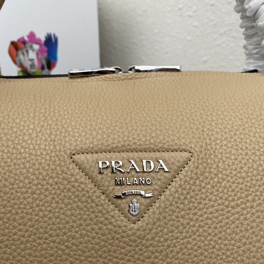 Prada Medium Leather Handbag Shoulder Bag Caramel 1BC170